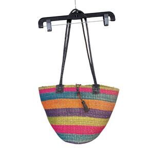 Vintage Rainbow Circle Basket Bag